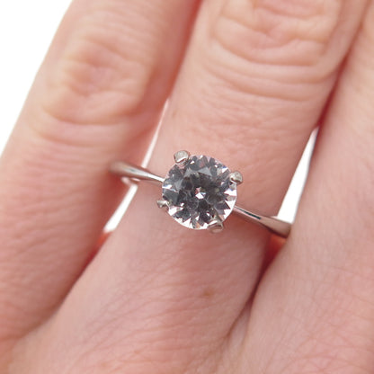 AVON 925 Sterling Silver Vintage Round-Cut C Z Engagement Ring Size 6