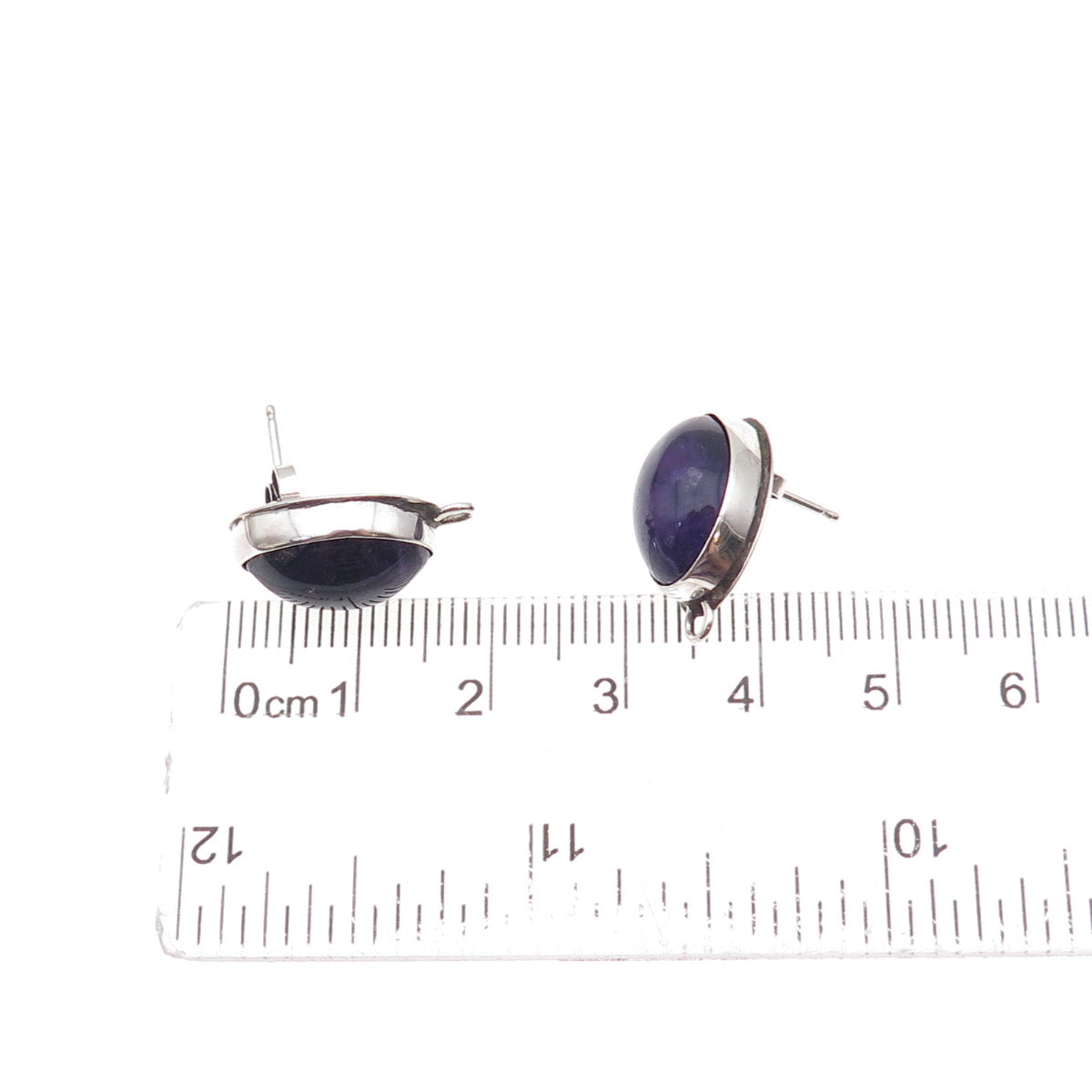 Lacy 925 Sterling Silver Vintage Real Amethyst Charm Holder Earrings