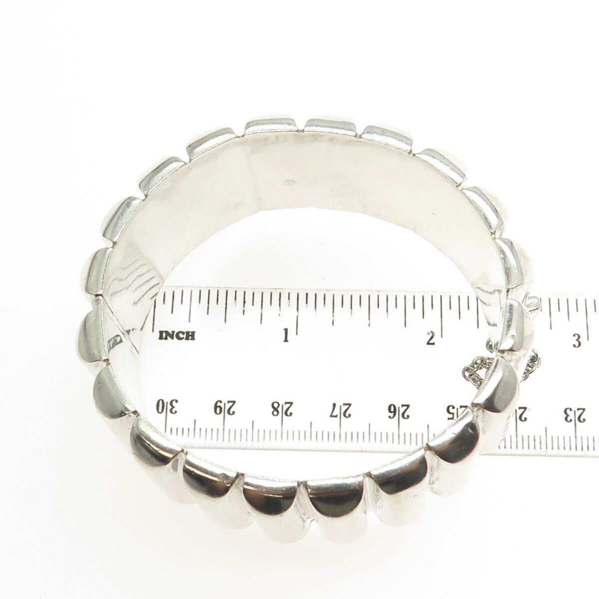 CALVIN KLEIN Sterling Silver Vintage Ribbed Solid 103.5g Bangle Bracelet 7.5"