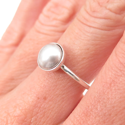 Pandora 925 Sterling Silver Faux Pearl Droplet Ring Size 7