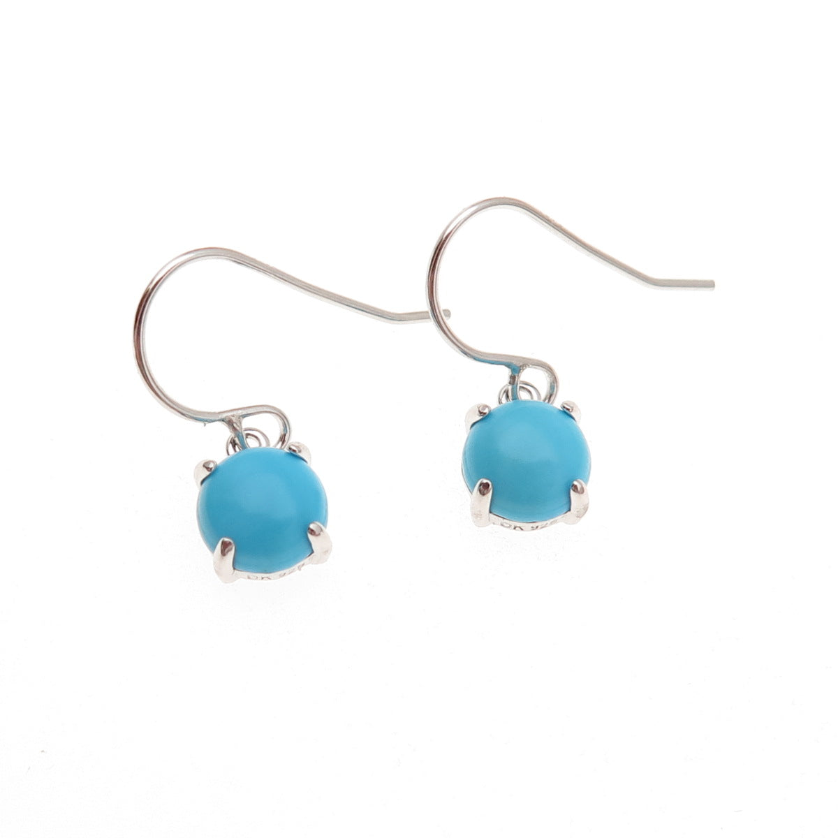 925 Sterling Silver Real Sleeping Beauty Turquoise Dangle Earrings