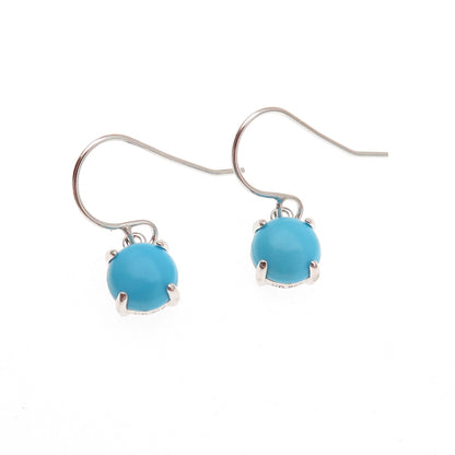 925 Sterling Silver Real Sleeping Beauty Turquoise Dangle Earrings