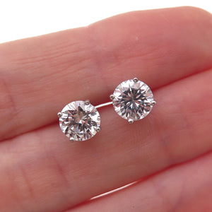 925 Sterling Silver Round-Cut C Z Stud Earrings