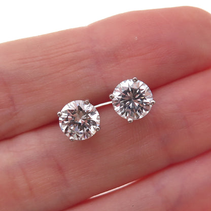 925 Sterling Silver Round-Cut C Z Stud Earrings