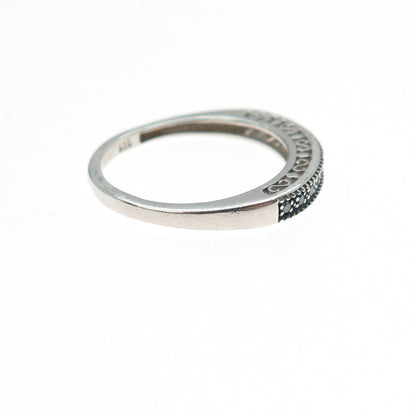 925 Sterling Silver Real Round-Cut Blue Diamond Half Eternity Ring Size 7.25