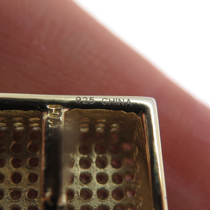925 Sterling Silver Gold Plated Round-Cut C Z Square Stud Earrings