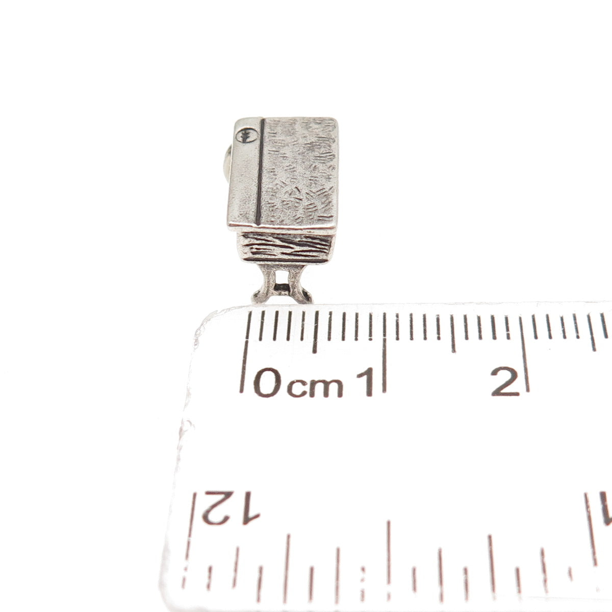 925 Sterling Silver Vintage School Desk Oxidized 3D Mini Charm Pendant
