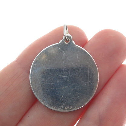 925 Sterling Silver Vintage "Madre Number 1" Textured Round Pendant