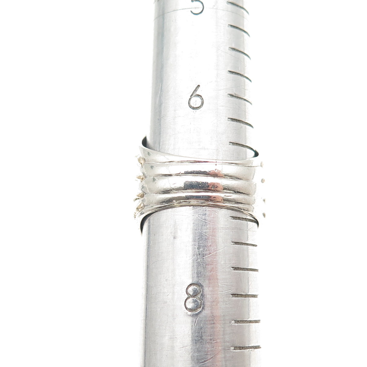 KEITH 925 Sterling Silver 14K Gold Vintage Modernist Ribbed Ring Size 7.25