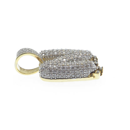 925 Sterling Silver Gold Plated Round-Cut Shaped C Z Letter N Sparkle Pendant