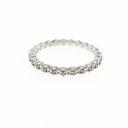 925 Sterling Silver Real Round-Cut Diamond Eternity Stackable Band Ring Size 6
