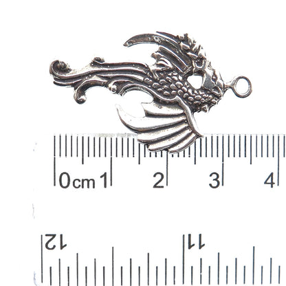 SUNWEST 925 Sterling Silver Vintage Dragon Oxidized Charm Pendant