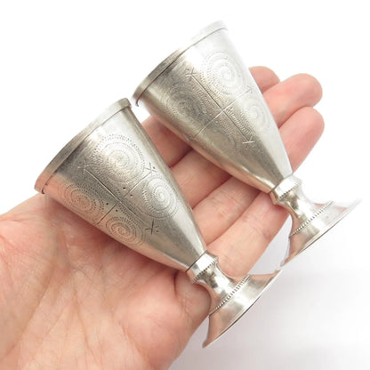 916 Silver Vintage Estonia Tallinn's Jewelry Factory Textured Set of 2 Goblets