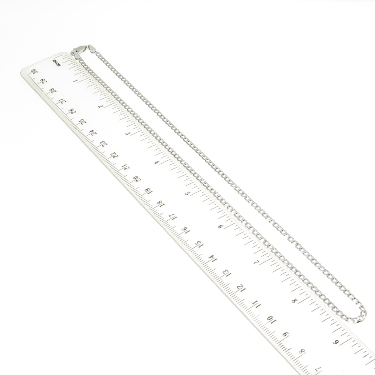 925 Sterling Silver Italy Flat Curb Chain Necklace 18"