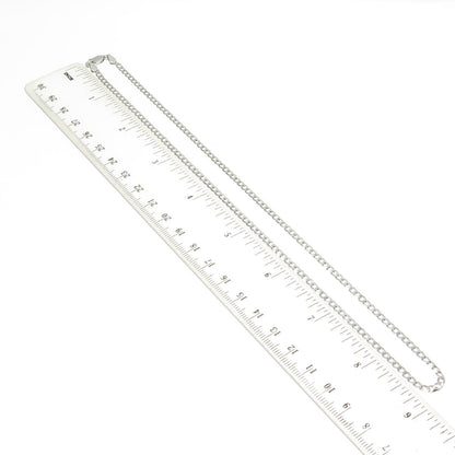 925 Sterling Silver Italy Flat Curb Chain Necklace 18"