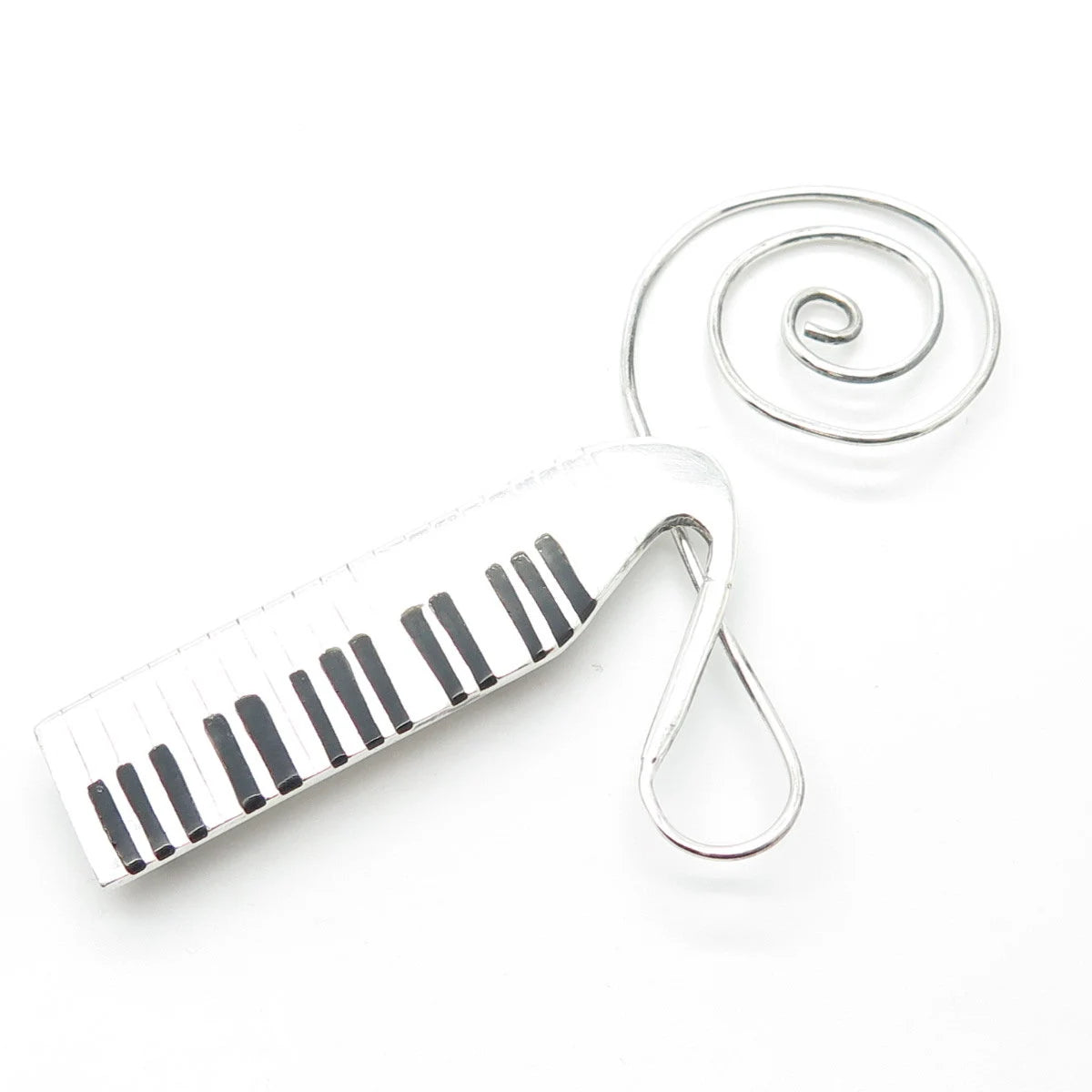925 Sterling Silver Vintage Mexico Enamel Piano Keys Pin Brooch