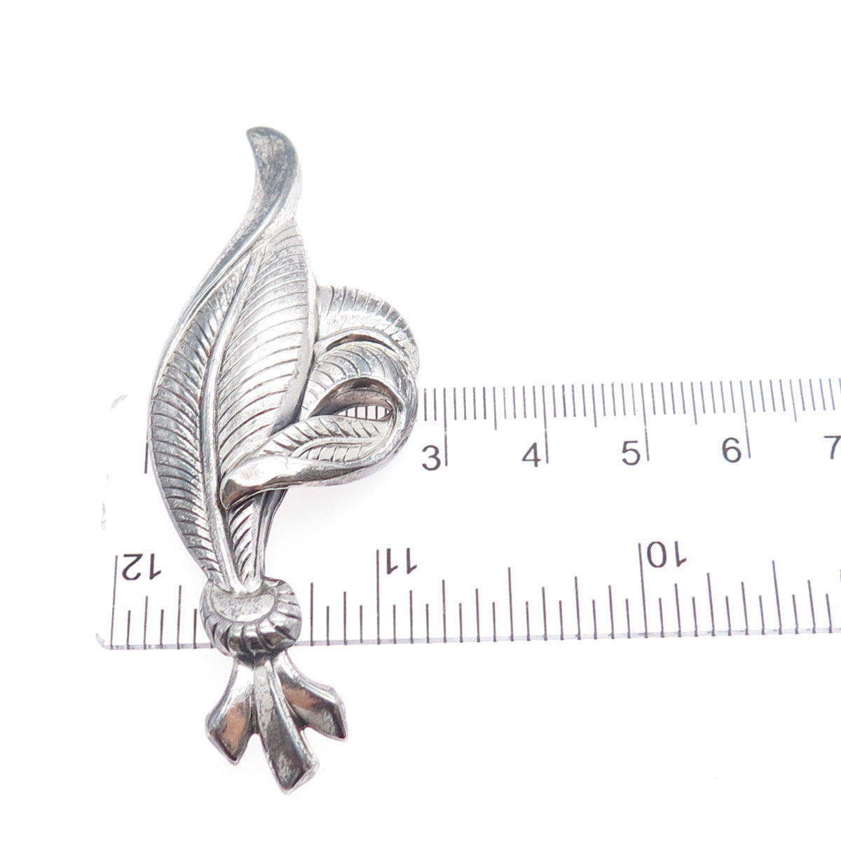 DANECRAFT 925 Sterling Silver Vintage Modernist Feather Oxidized Pin Brooch