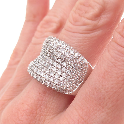 Apogee 925 Sterling Silver Round-Cut C Z Curve Ring Size 10.25