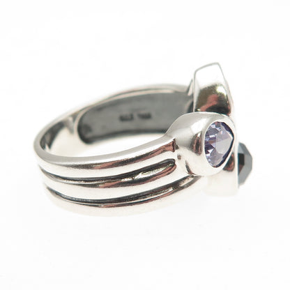 Silpada 925 Sterling Silver Vintage Real Hematite Quartz & C Z Ring Size 8.25