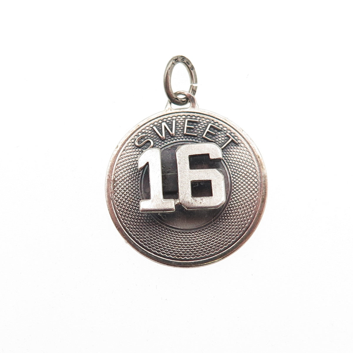 Beau 925 Sterling Silver Vintage Sweet 16 Oxidized Charm Pendant