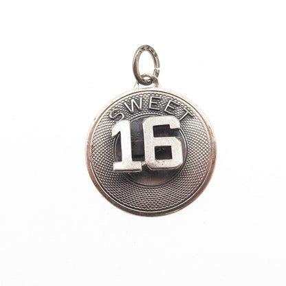 Beau 925 Sterling Silver Vintage Sweet 16 Oxidized Charm Pendant