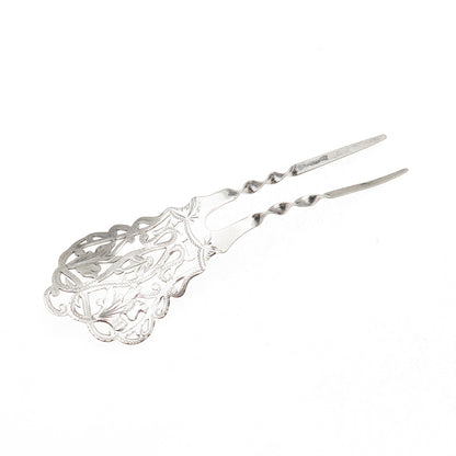925 Sterling Silver Antique Art Deco Floral Hair Double Pin