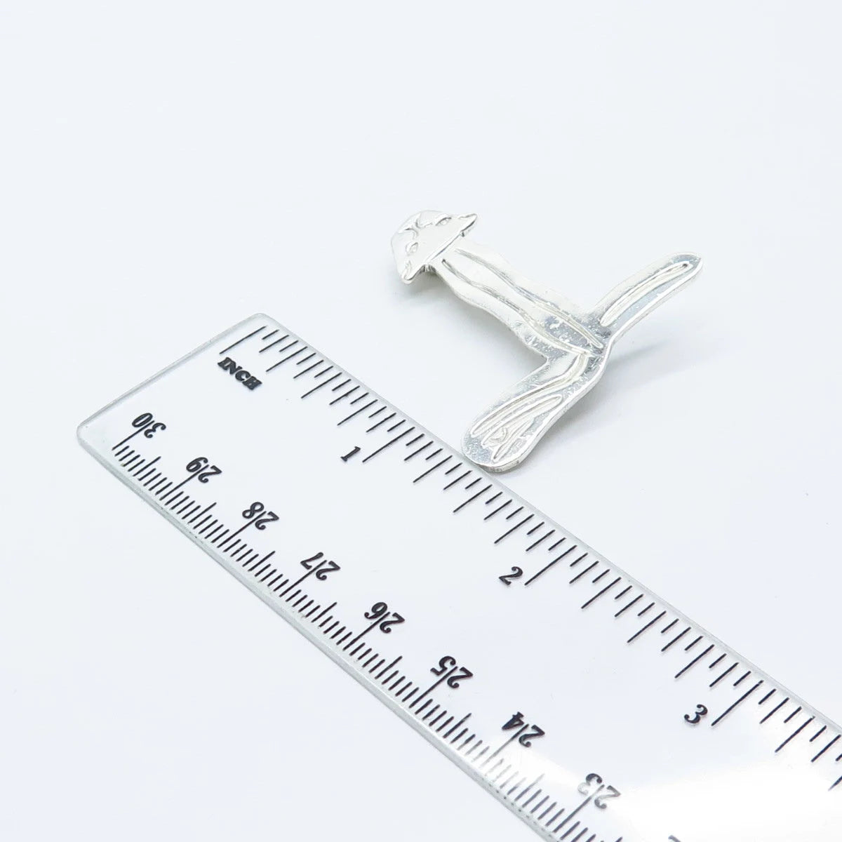 925 Sterling Silver Vintage Modernist Cat Pin Brooch