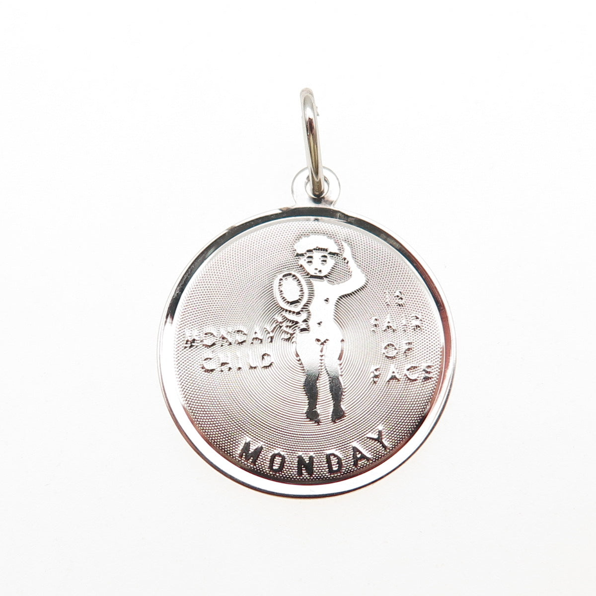 JAY POSON 925 Sterling Silver Vintage Monday's Child Charm Pendant