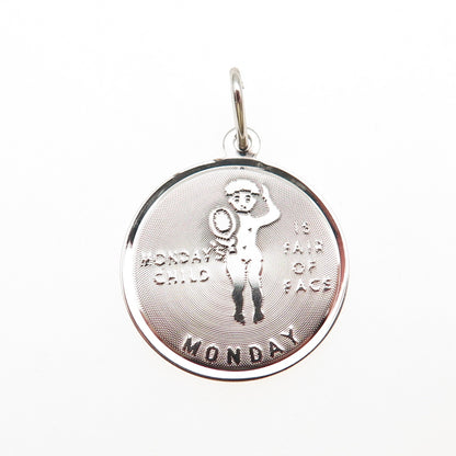 JAY POSON 925 Sterling Silver Vintage Monday's Child Charm Pendant