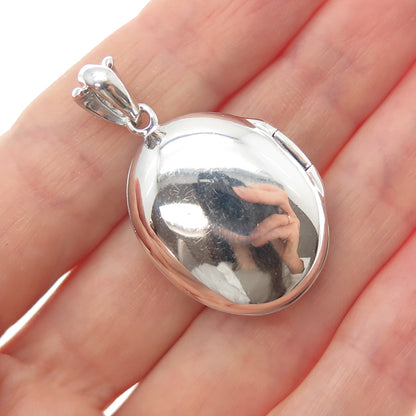 CHUCK CLEMENCY Sterling Silver Real Diamond Fleur de Lis Locket Charm Pendant