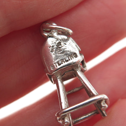 SUNWEST 925 Sterling Silver Vintage Babies High Chair Mini 3D Charm Pendant