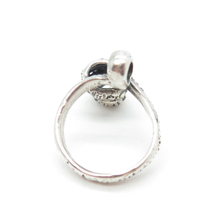 925 Sterling Silver Vintage Modernist Swirl Oxidized Ring Size 4.75