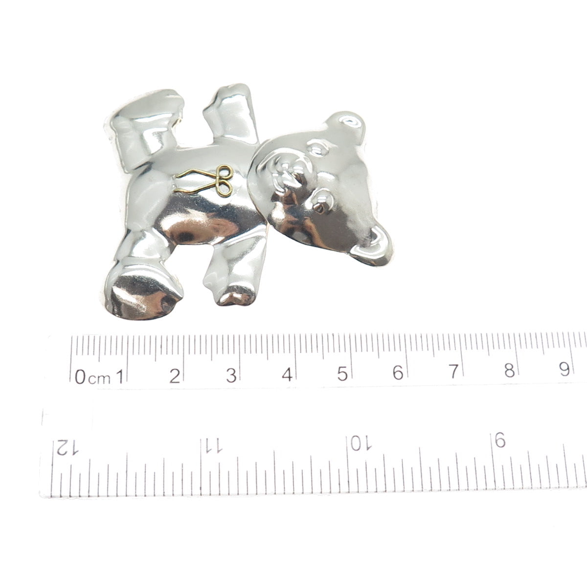 925 Sterling Silver 2-Tone Vintage Mexico Teddy Bear Pin Brooch