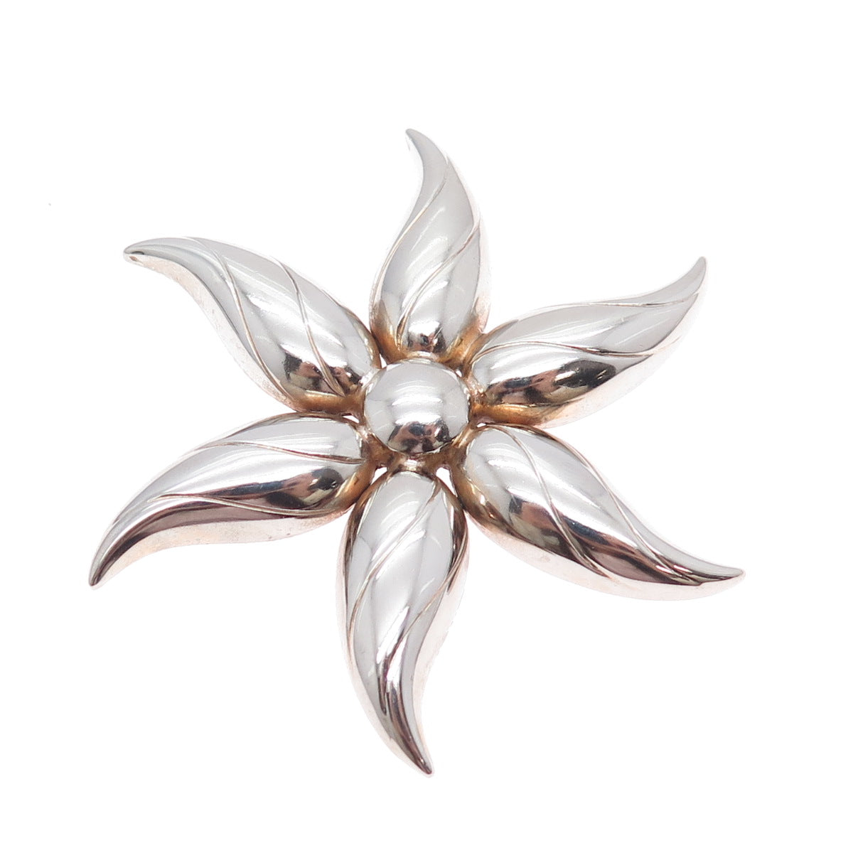 GOLDBERG KIRSCHMAN 925 Sterling Silver Vintage Modernist Flower Pin Brooch