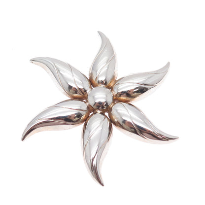 GOLDBERG KIRSCHMAN 925 Sterling Silver Vintage Modernist Flower Pin Brooch
