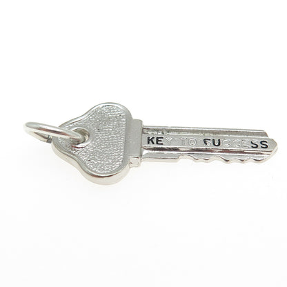 WELLS 925 Sterling Silver Vintage "Key to Success" 3D Charm Pendant