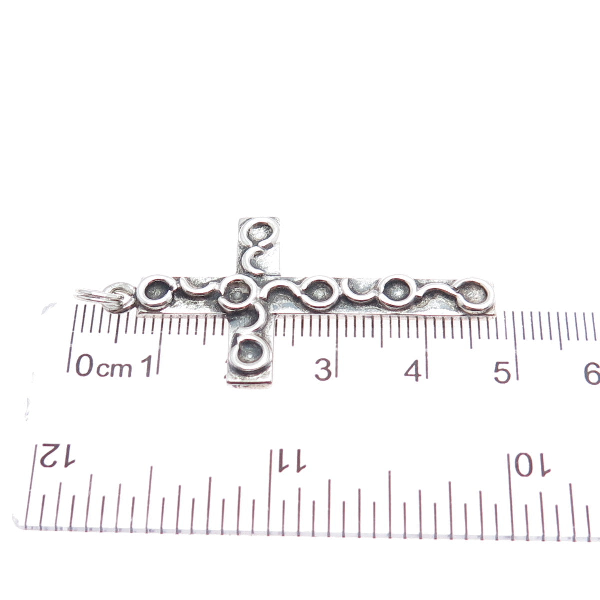 925 Sterling Silver Vintage Ornate Cross Oxidized Charm Pendant