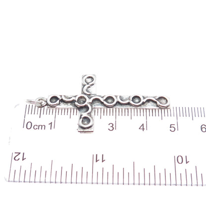 925 Sterling Silver Vintage Ornate Cross Oxidized Charm Pendant