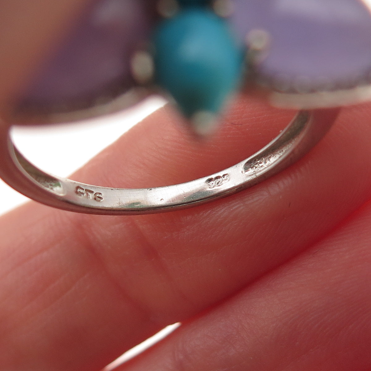 Chuck Clemency 925 Sterling Silver Real Multi-Color Gem Butterfly Ring Size 8.25