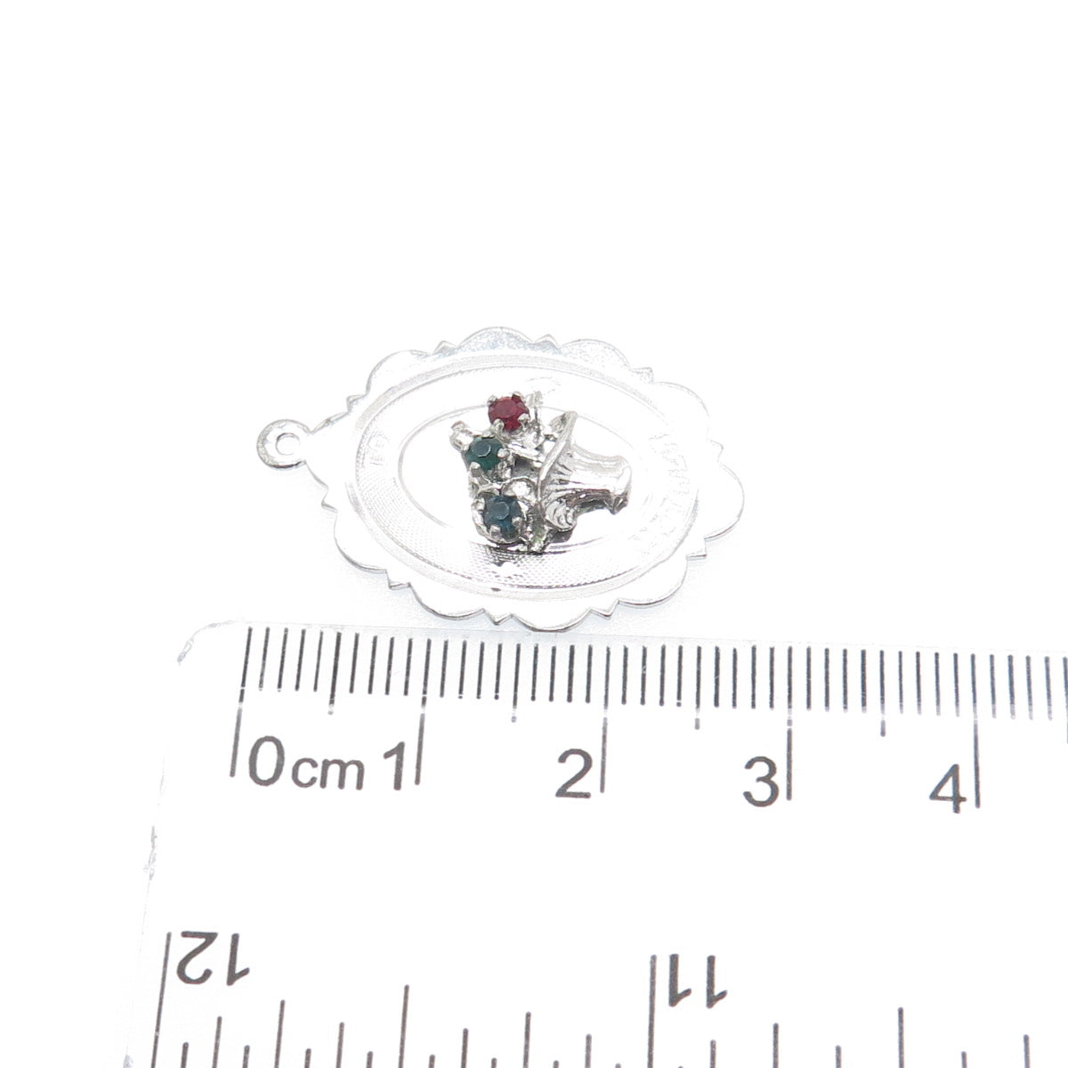TOWN & COUNTRY 925 Sterling Silver Antique Rhinestone Flower To Mother Pendant