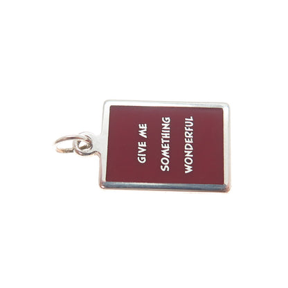 925 Sterling Silver Enamel Give Me Something Wonderful Minimalist Charm Pendant