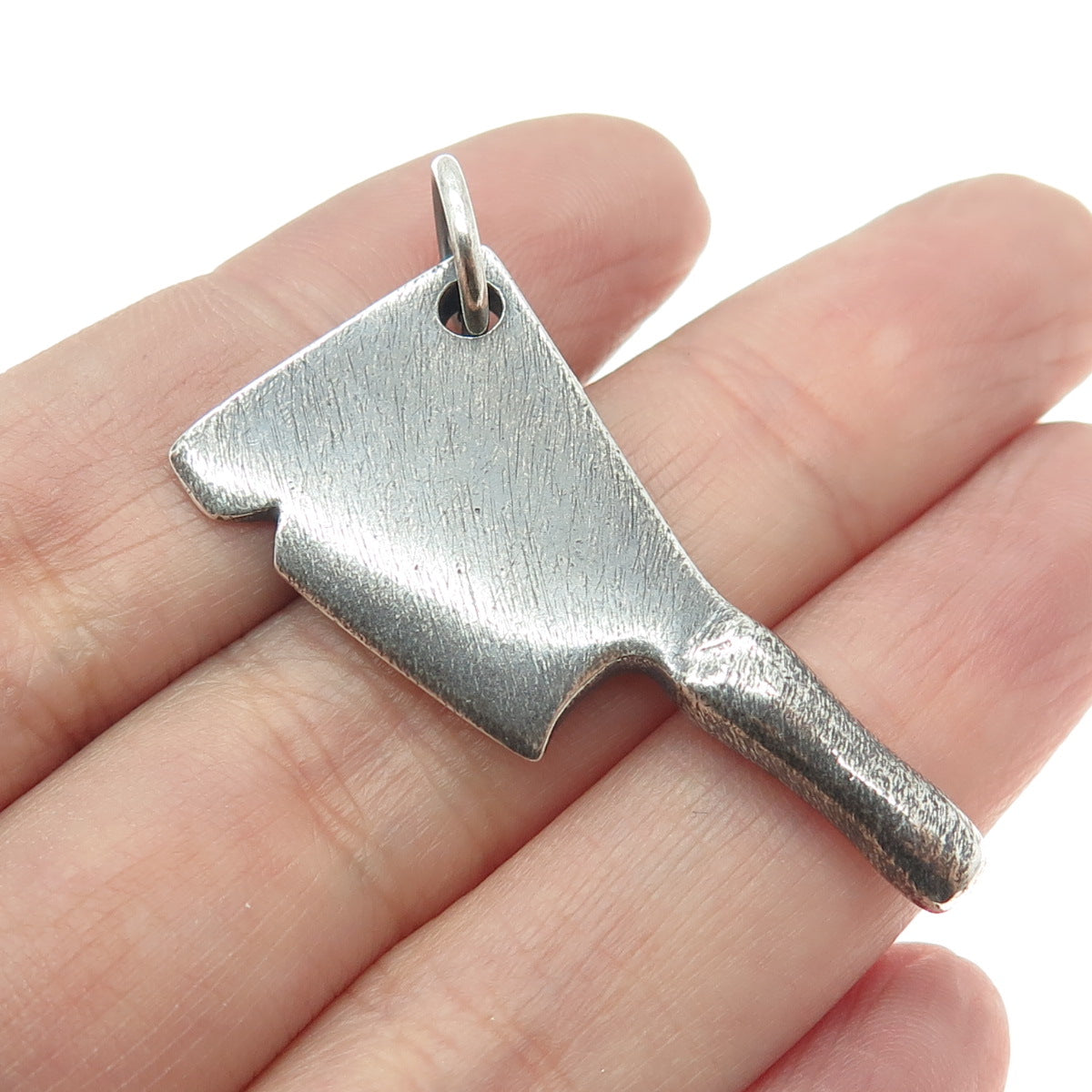 925 Sterling Silver Vintage Chef's Kitchen Knife Oxidized 3D Pendant