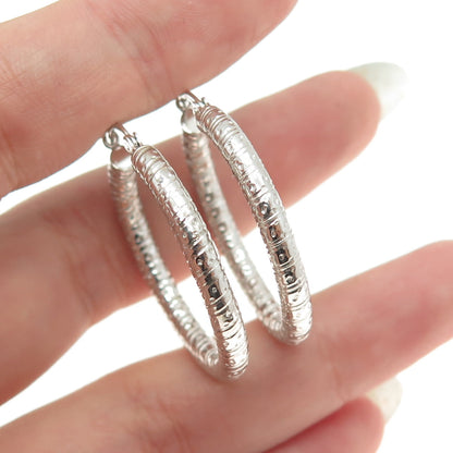 925 Sterling Silver Ornate Hoop Earrings