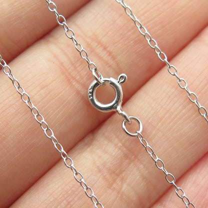 925 Sterling Silver Real Blue Topaz Flower Pendant Cable Chain Necklace 18"