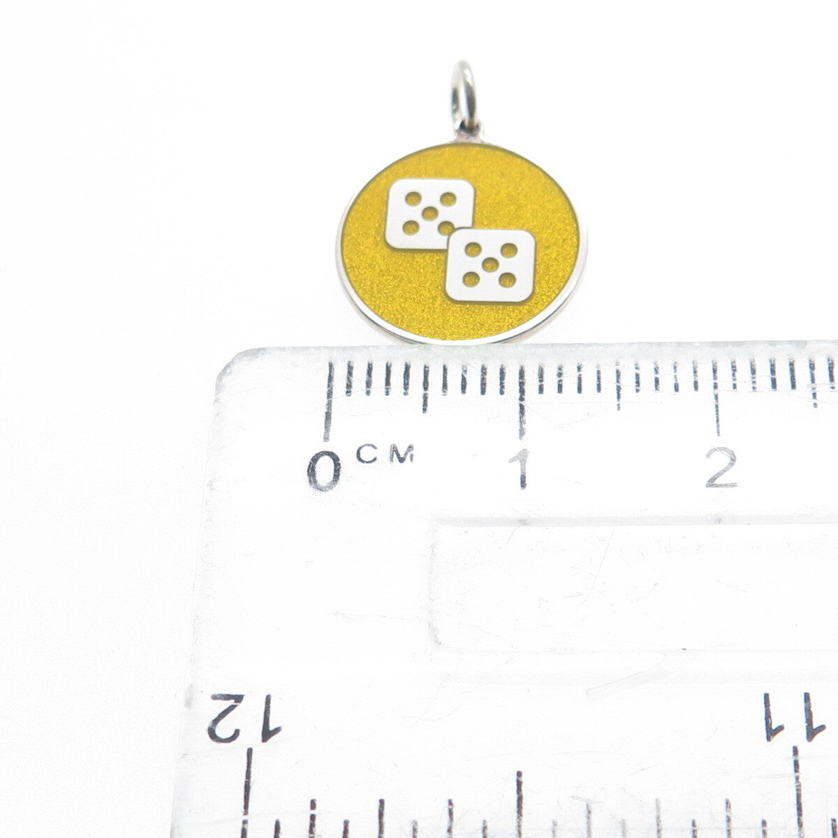 925 Sterling Silver Yellow Enamel Number 10 Lucky Dice Minimalist Charm Pendant