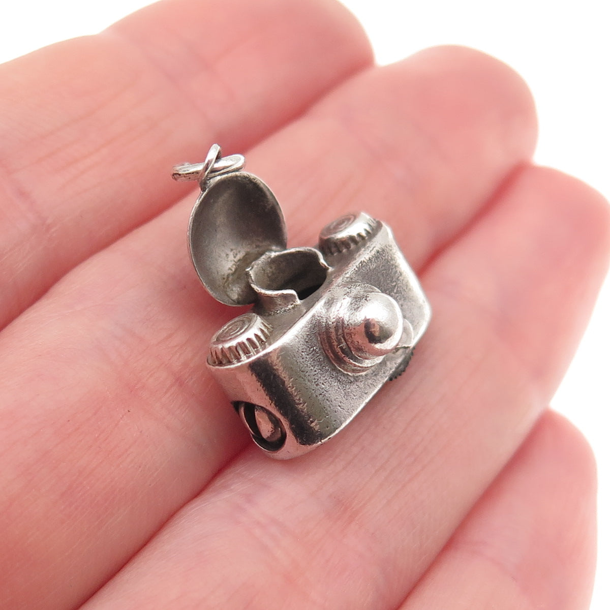 925 Sterling Silver Antique Art Deco Camera Zippo Lighter 3D Mini Charm Pendant