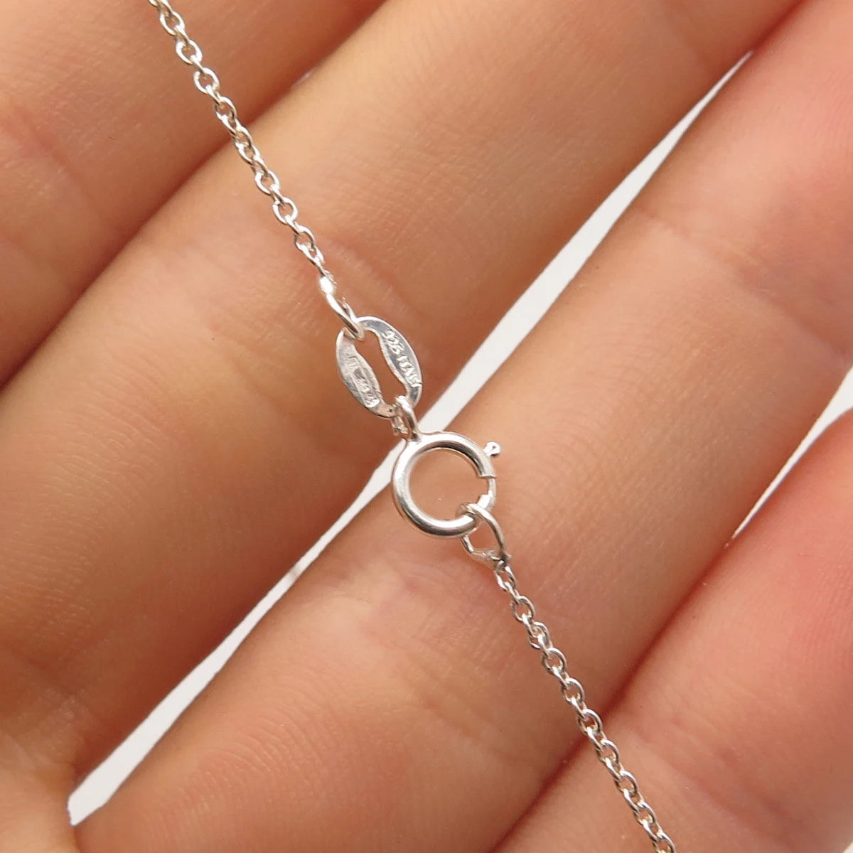 925 Sterling Silver Vintage Italy Abstract Pendant Rolo Chain Necklace 16"
