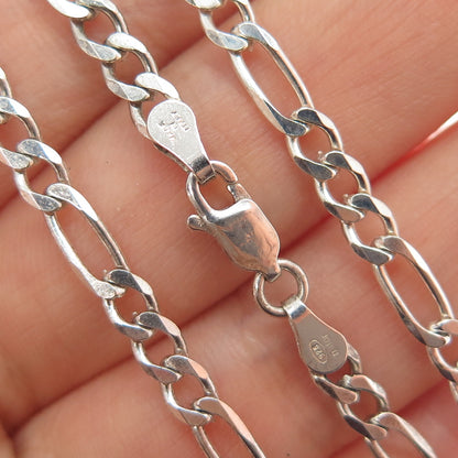 MILOR 925 Sterling Silver Vintage Italy Figaro Chain Necklace 22"