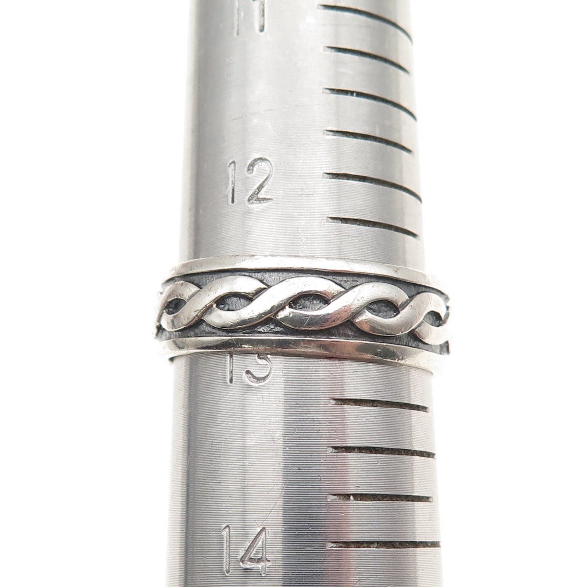 Solvar Sterling Silver Vintage Ireland Celtic Woven Oxidized Band Ring Size 13