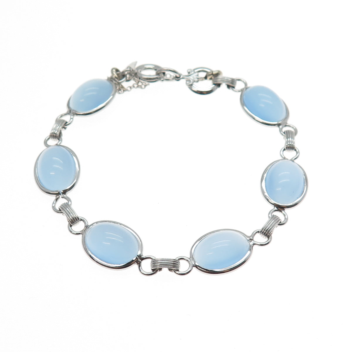 AMCO 925 Sterling Silver Antique Art Deco Apalite Bracelet 7.25"